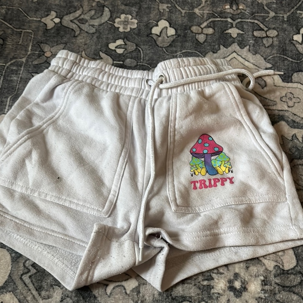 White Trippy Graphic Shorts